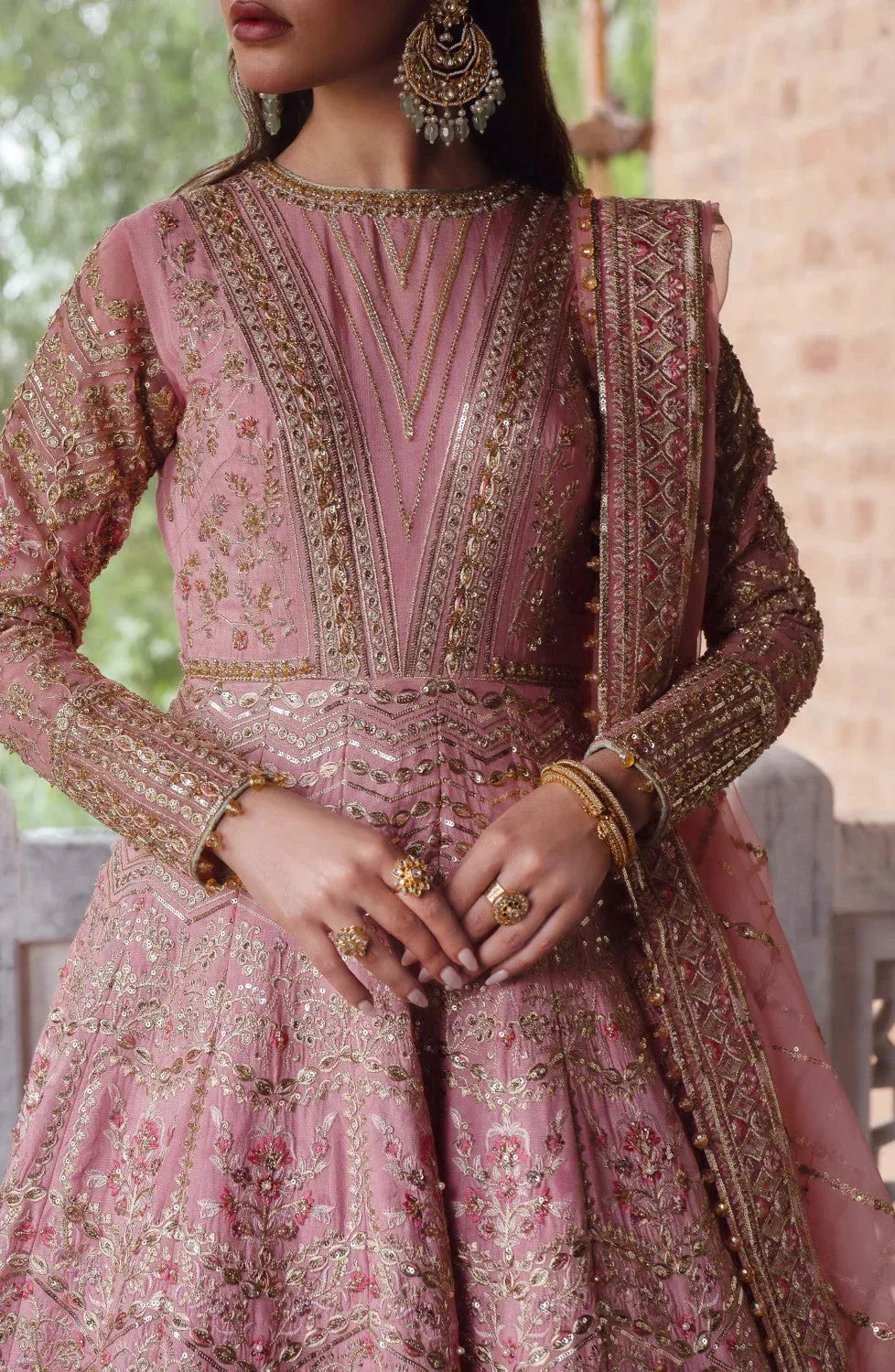 Maryum N Maria Gul Posh Wedding Formals Pink Organza – view 3 – Poshaq