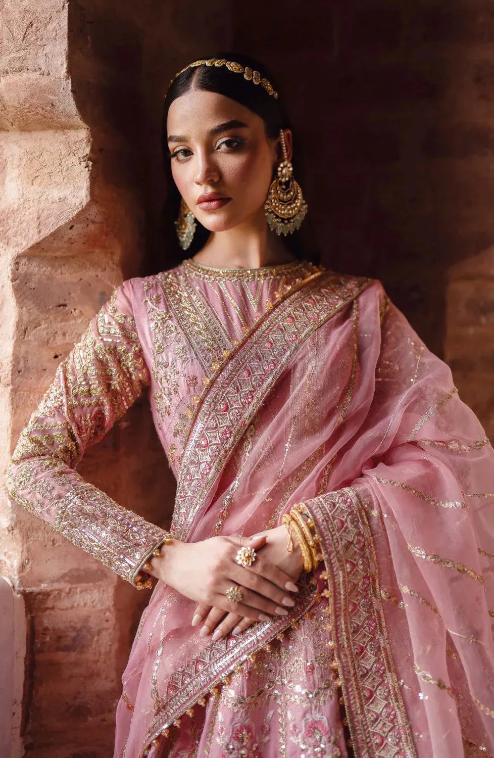 Maryum N Maria Gul Posh Wedding Formals Pink Organza – view 4 – Poshaq
