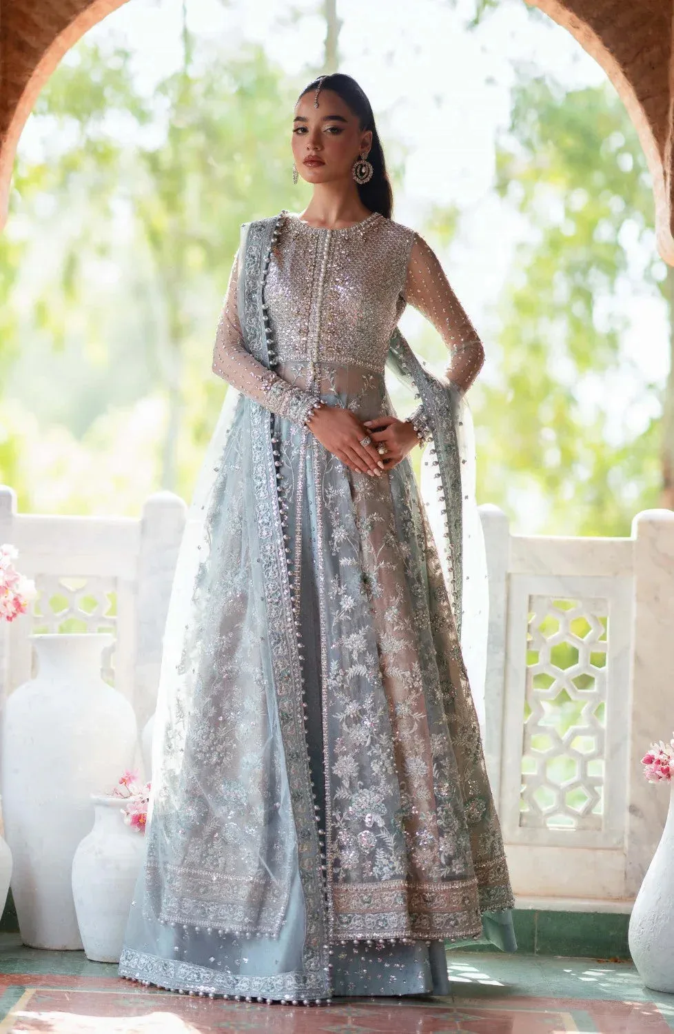 Maryum N Maria Gul Posh Wedding Formals Ice Blue Tissue – view 1 – Poshaq