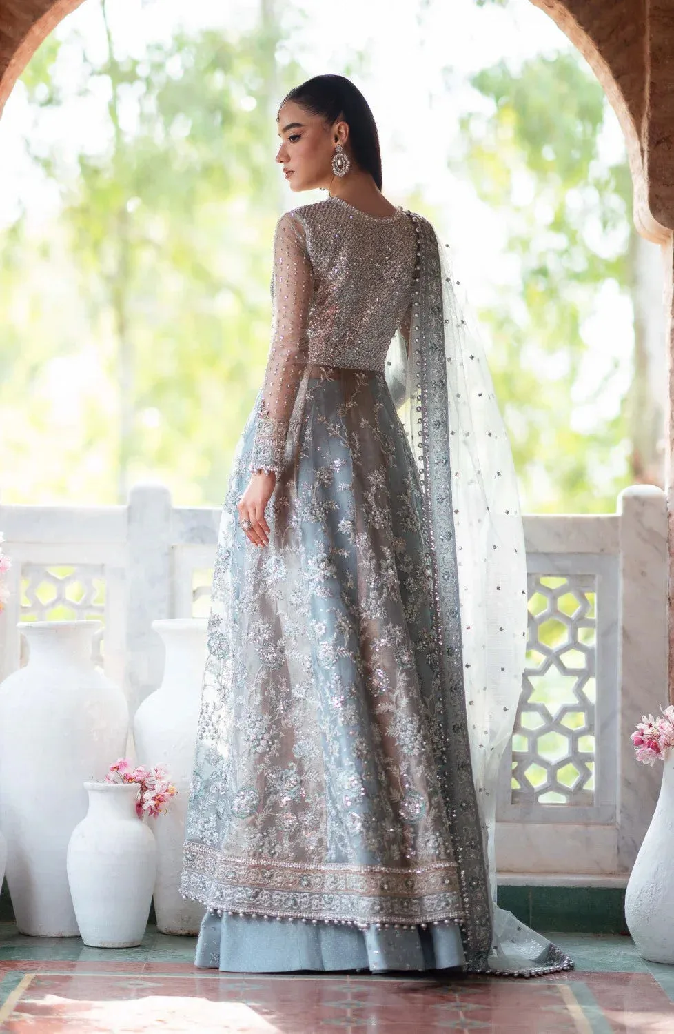 Maryum N Maria Gul Posh Wedding Formals Ice Blue Tissue – view 2 – Poshaq