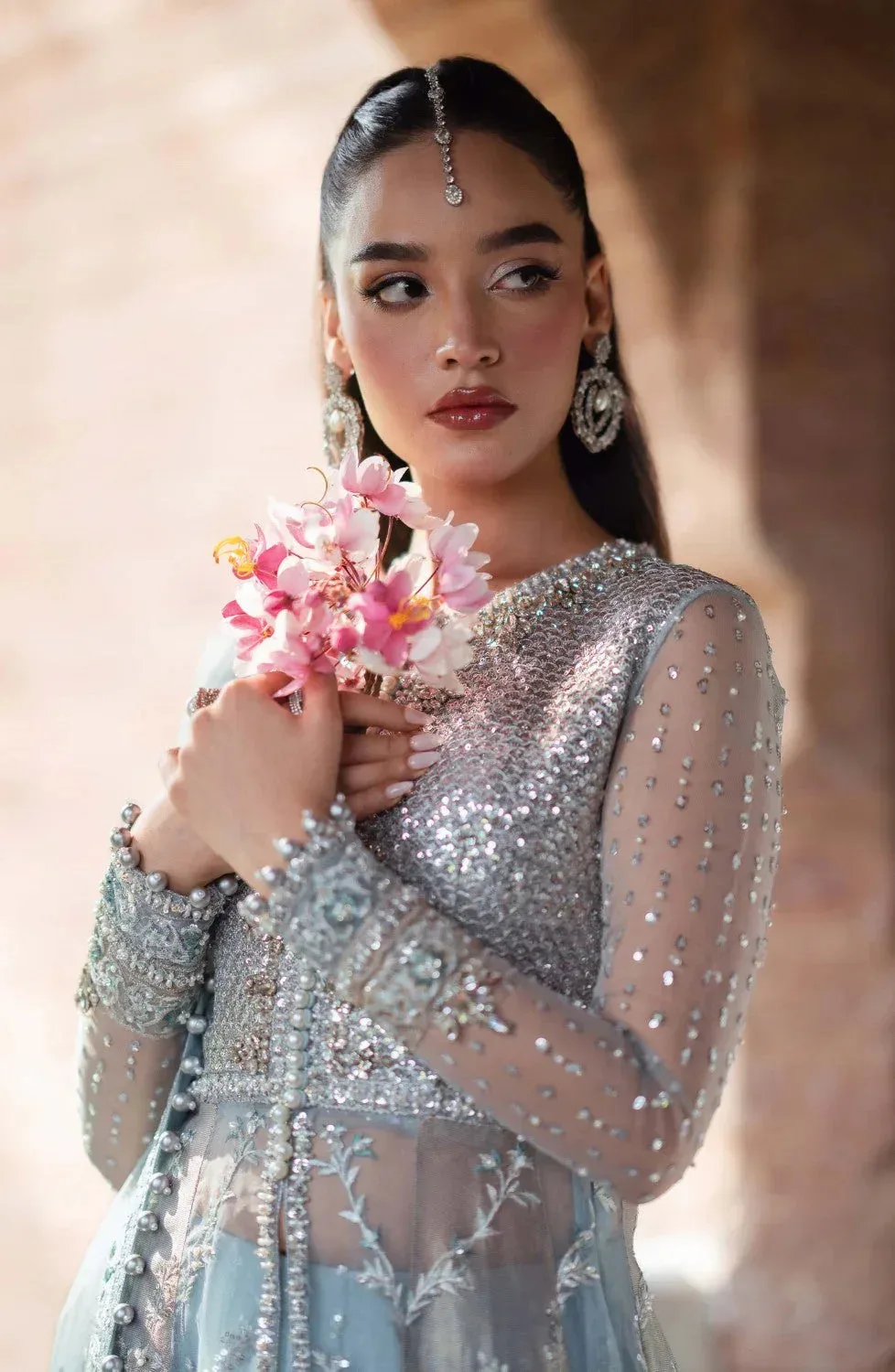 Maryum N Maria Gul Posh Wedding Formals Ice Blue Tissue – view 3 – Poshaq