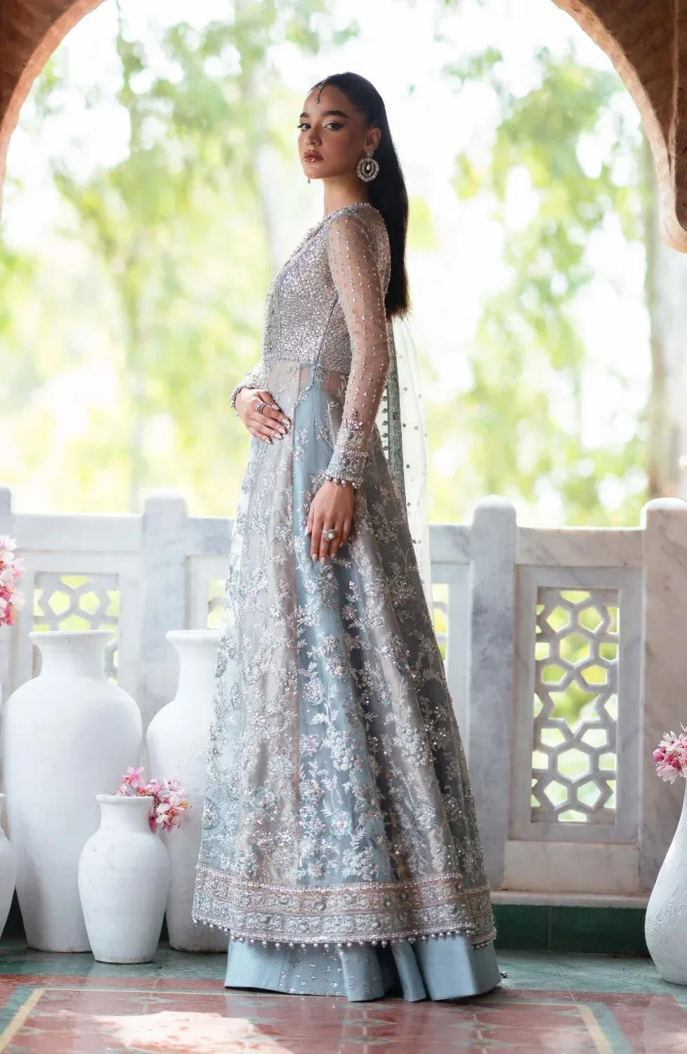 Maryum N Maria Gul Posh Wedding Formals Ice Blue Tissue – view 4 – Poshaq