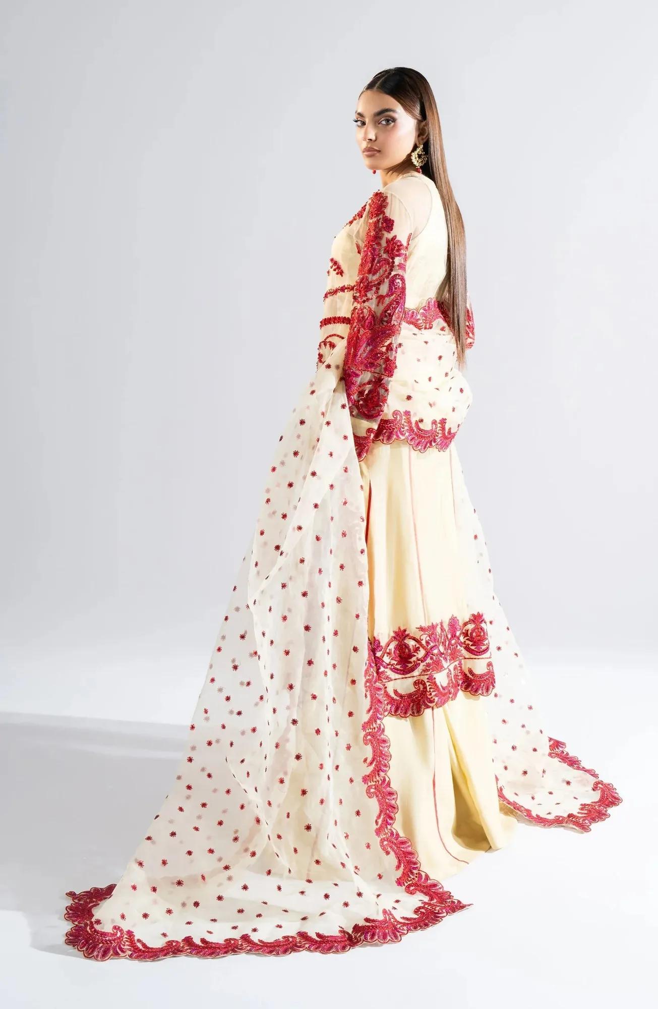 Maryum N Maria Riwayat Wedding Formals Ivory Organza – view 3 – Poshaq