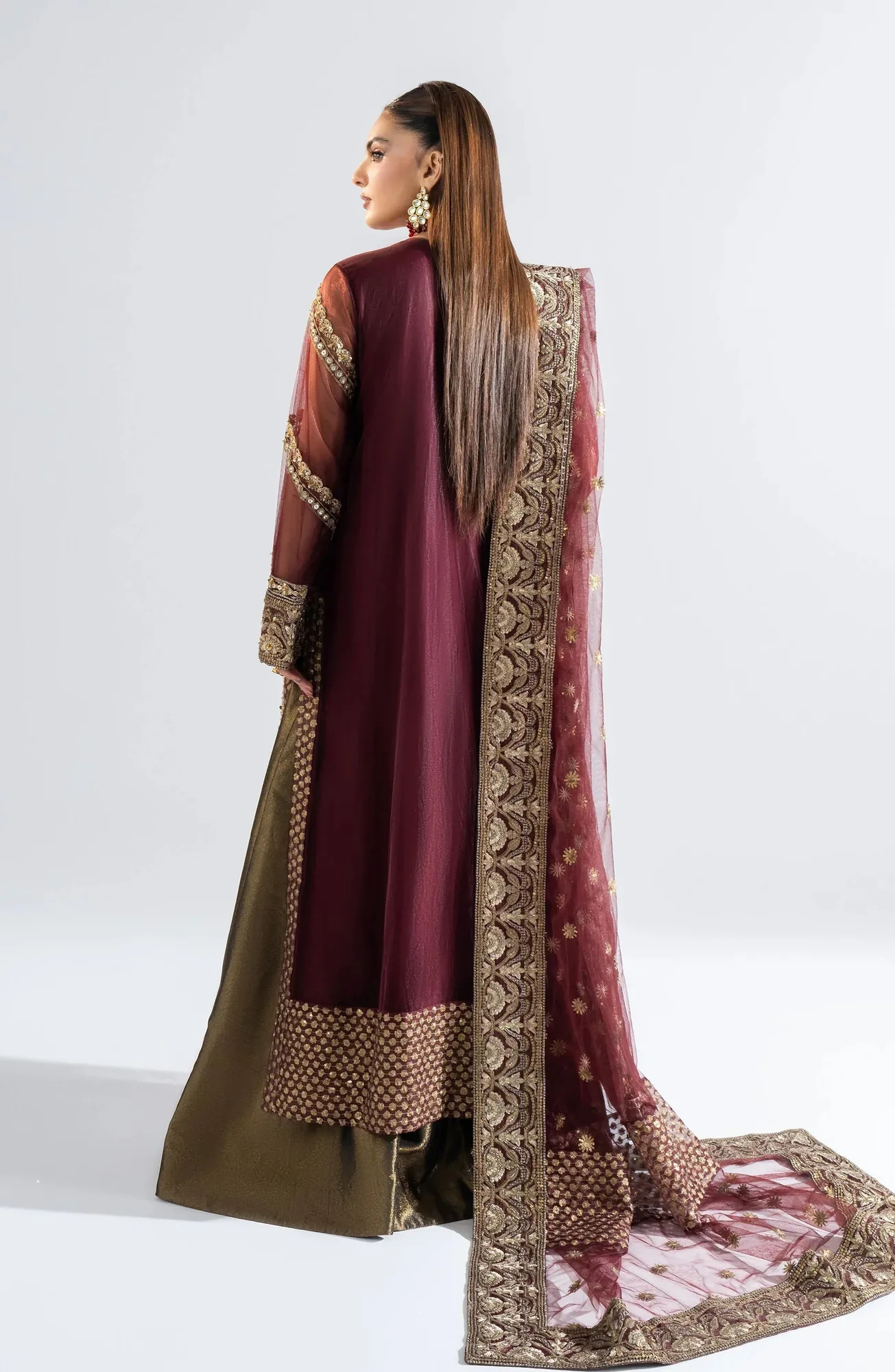 Maryum N Maria Riwayat Wedding Formals Purple Organza – view 2 – Poshaq