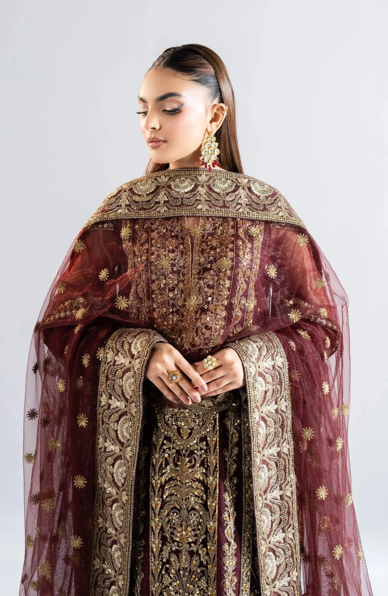 Maryum N Maria Riwayat Wedding Formals Purple Organza – view 3 – Poshaq