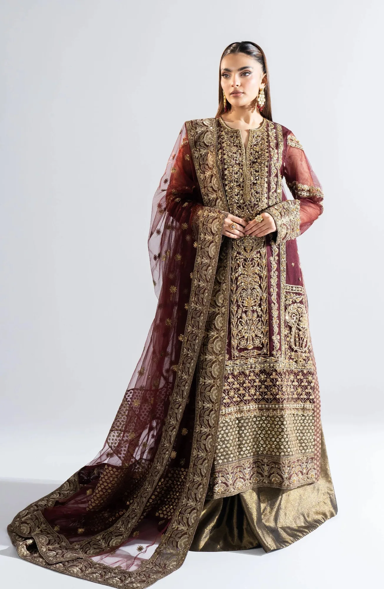 Maryum N Maria Riwayat Wedding Formals Purple Organza – view 4 – Poshaq