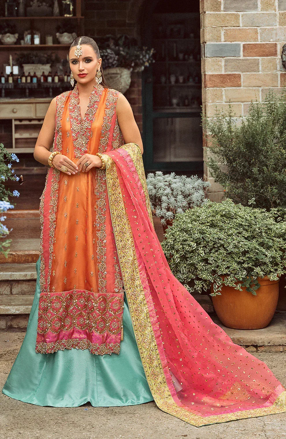 Maryum N Maria Riwayat Wedding Formals Orange Organza – view 1 – Poshaq