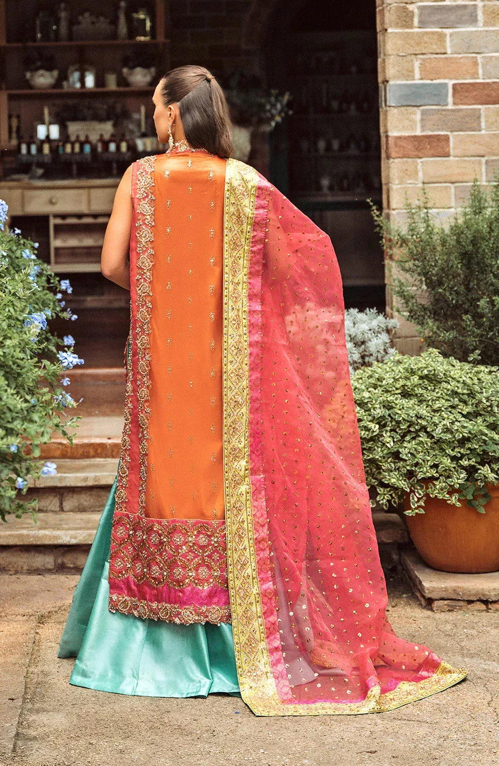 Maryum N Maria Riwayat Wedding Formals Orange Organza – view 2 – Poshaq