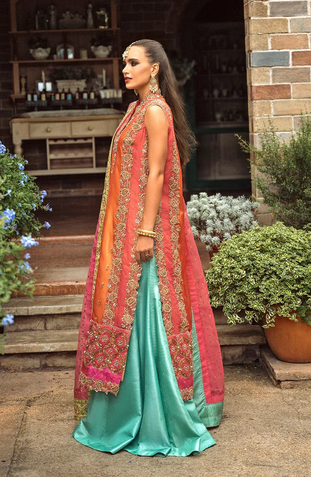 Maryum N Maria Riwayat Wedding Formals Orange Organza – view 3 – Poshaq