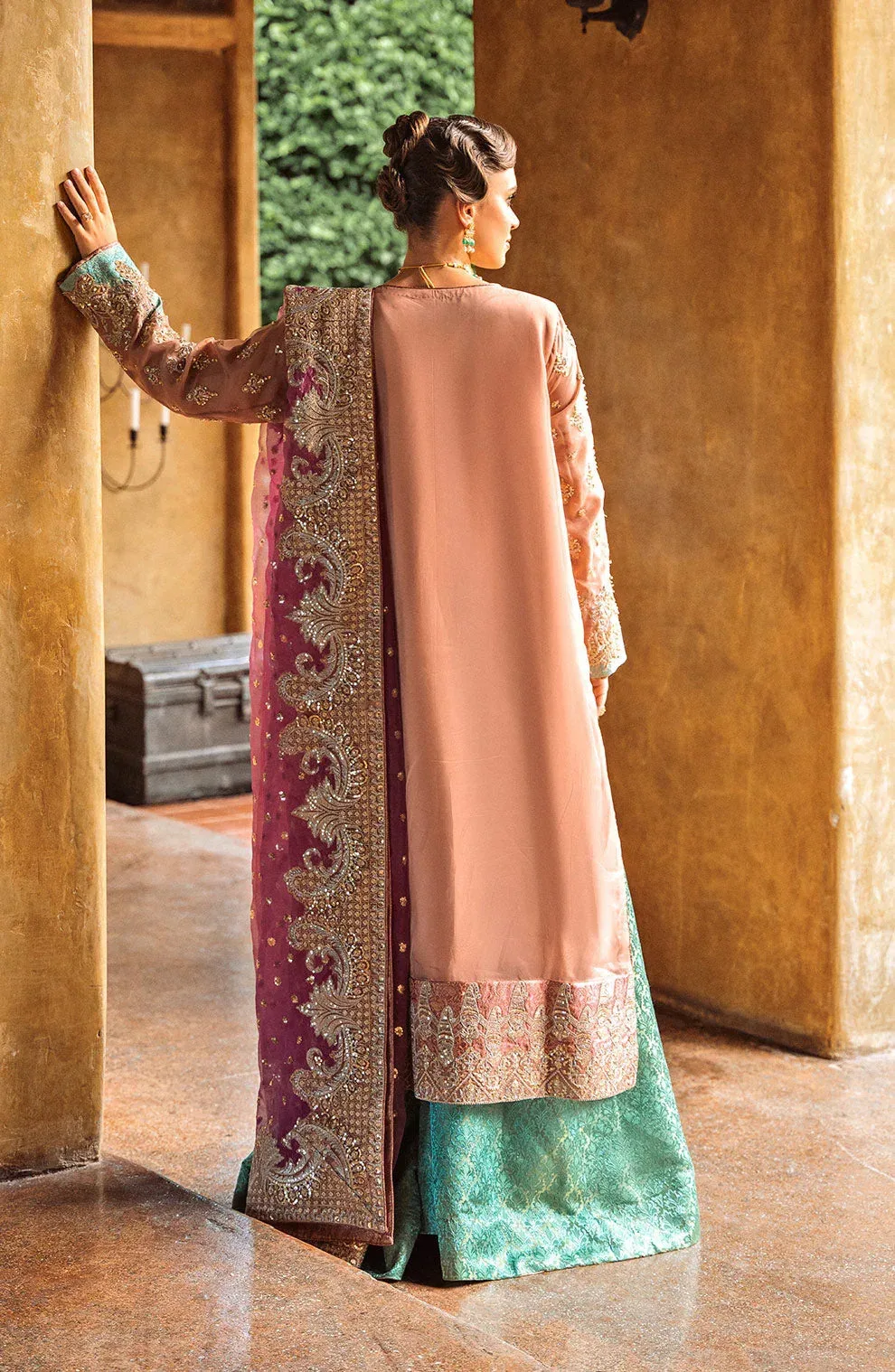 Maryum N Maria Riwayat Wedding Formals Pinkish Gray Organza – view 2 – Poshaq