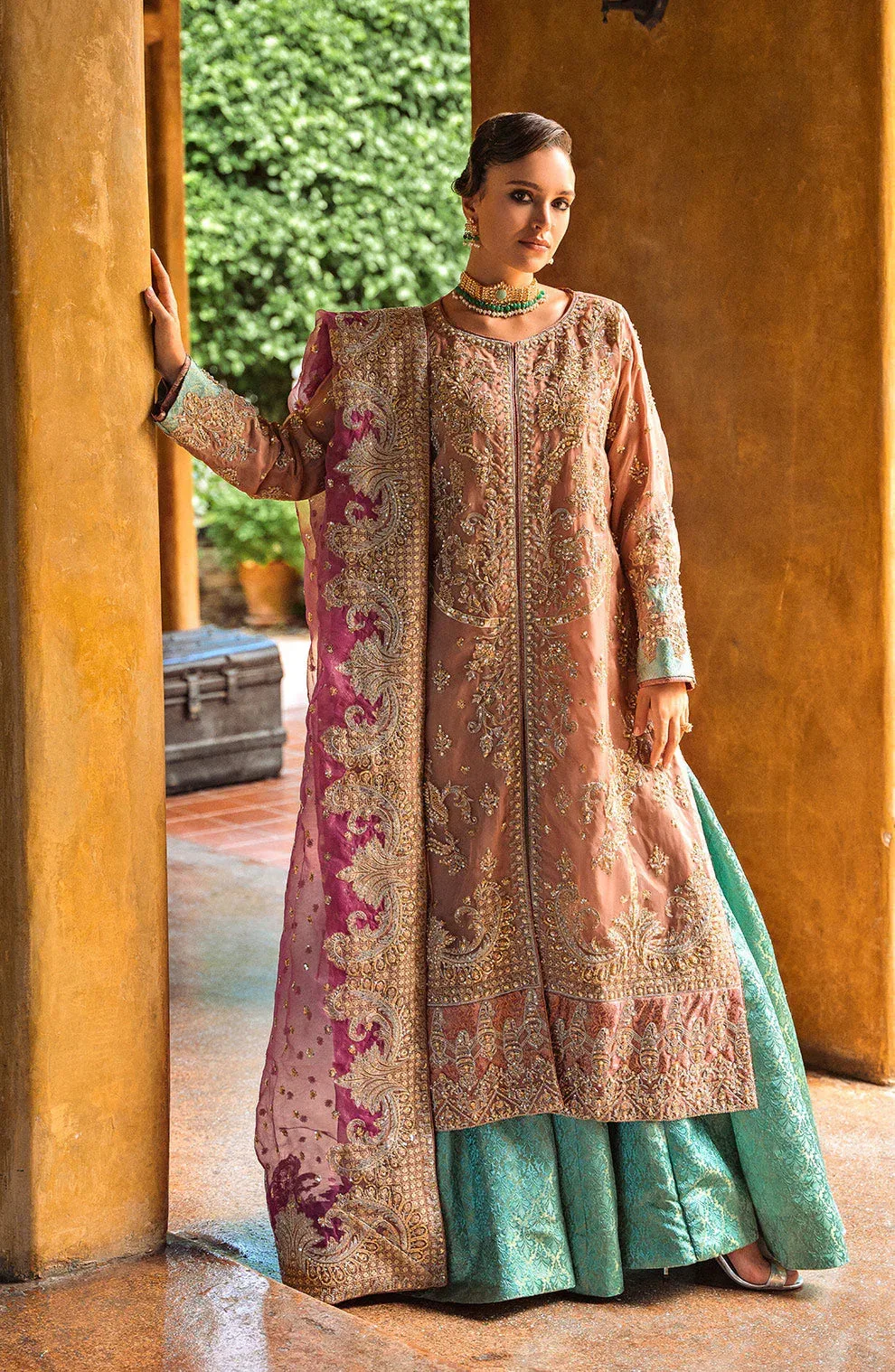 Maryum N Maria Riwayat Wedding Formals Pinkish Gray Organza – view 5 – Poshaq