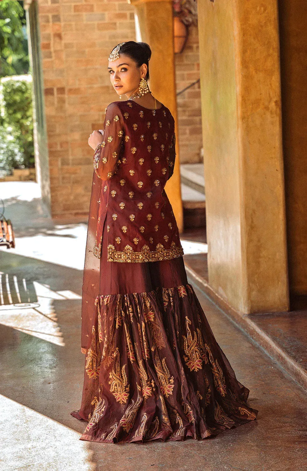 Maryum N Maria Riwayat Wedding Formals Wine Berry Organza – view 2 – Poshaq
