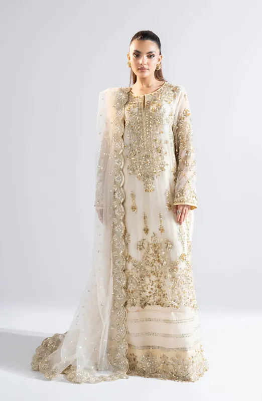 Maryum N Maria Riwayat Wedding Formals Cream Organza – view 1 – Poshaq