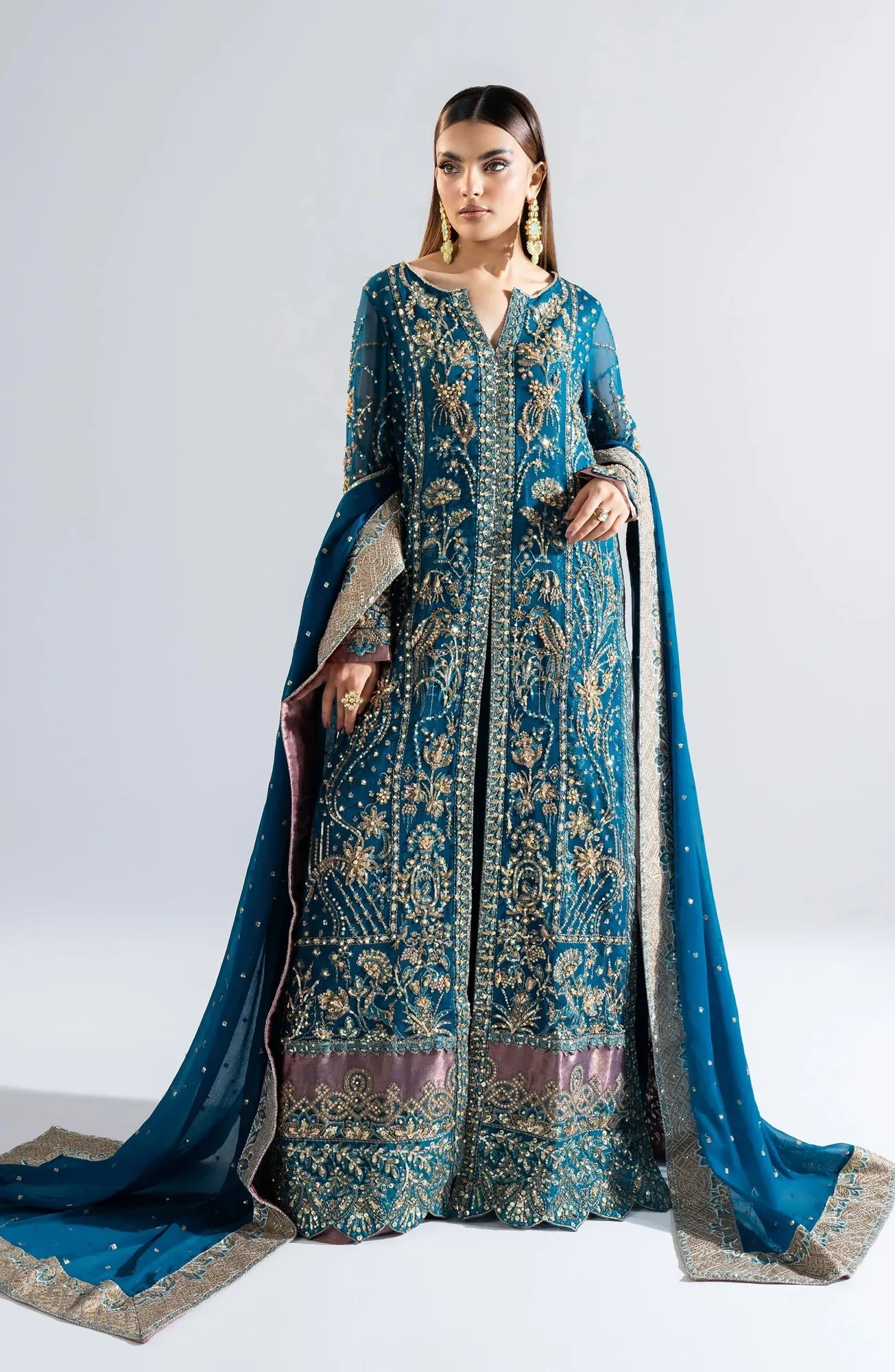 Maryum N Maria Riwayat Wedding Formals Blue Organza – view 1 – Poshaq