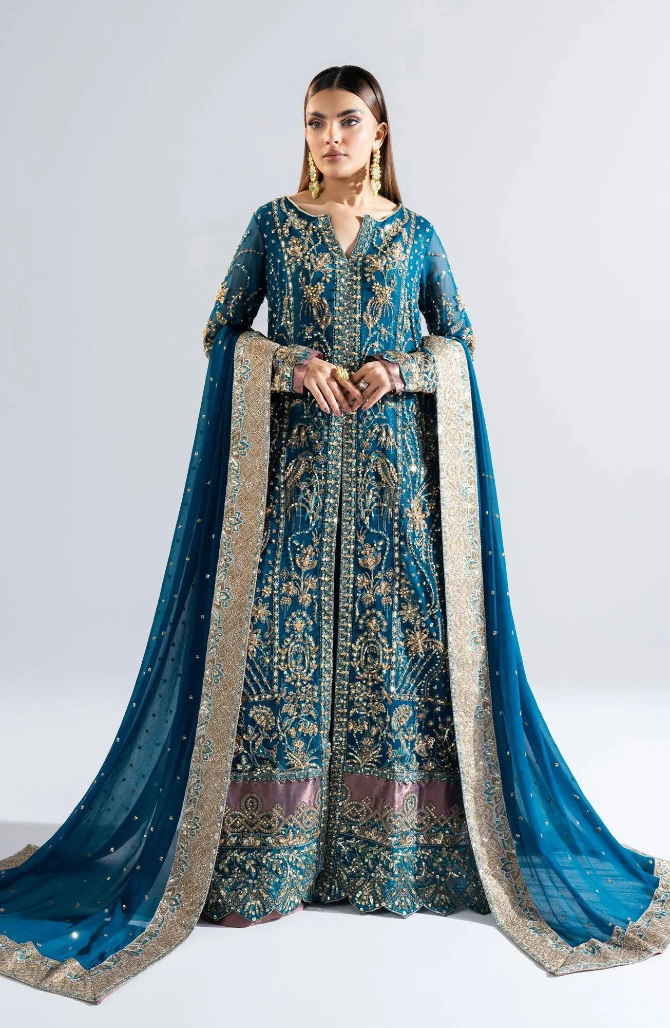 Maryum N Maria Riwayat Wedding Formals Blue Organza – view 3 – Poshaq