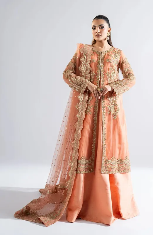 Maryum N Maria Riwayat Wedding Formals Peach Grip – view 1 – Poshaq