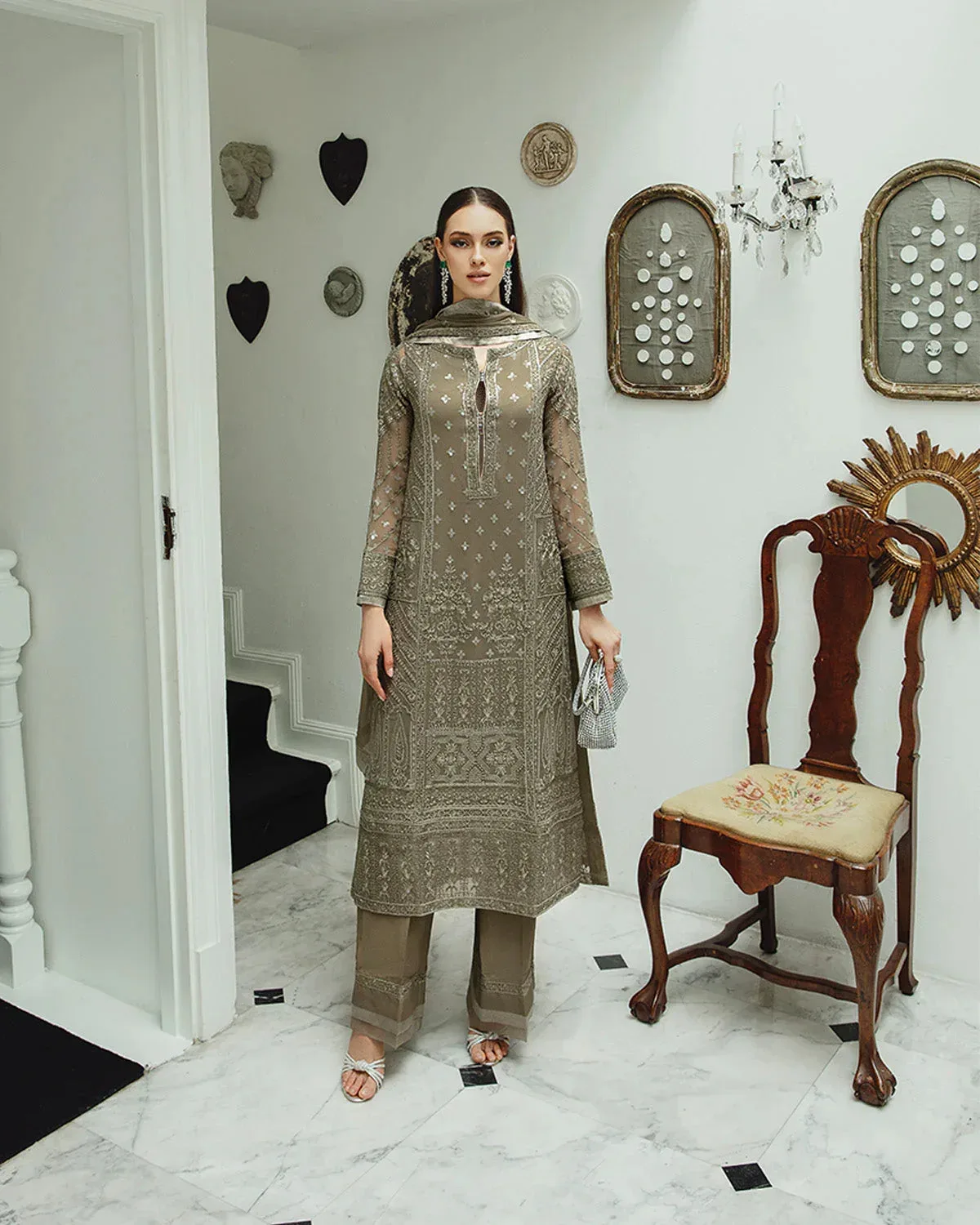 Maryum N Maria Freesia Ariya Formals Grey Organza – view 1 – Poshaq