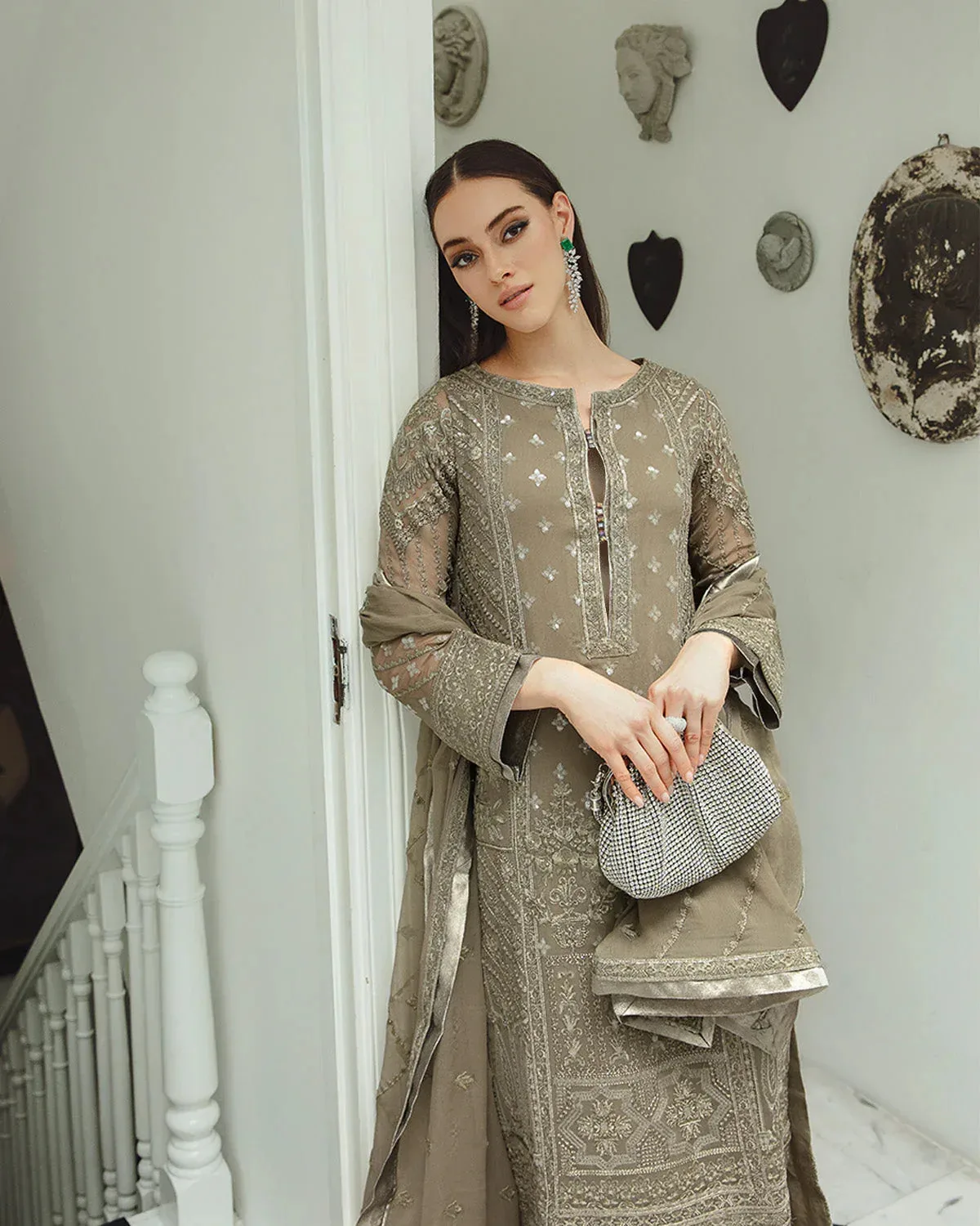Maryum N Maria Freesia Ariya Formals Grey Organza – view 3 – Poshaq