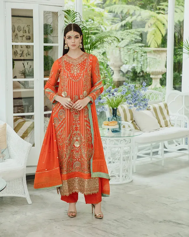 Maryum N Maria Freesia Ariya Formals Red Organza – view 1 – Poshaq