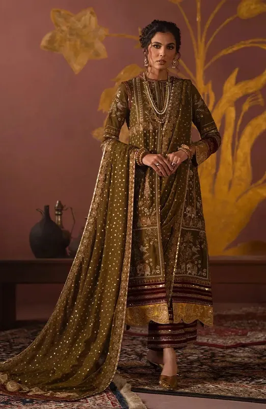 Maryum N Maria Luxury Formals Olive Velvet – view 1 – Poshaq