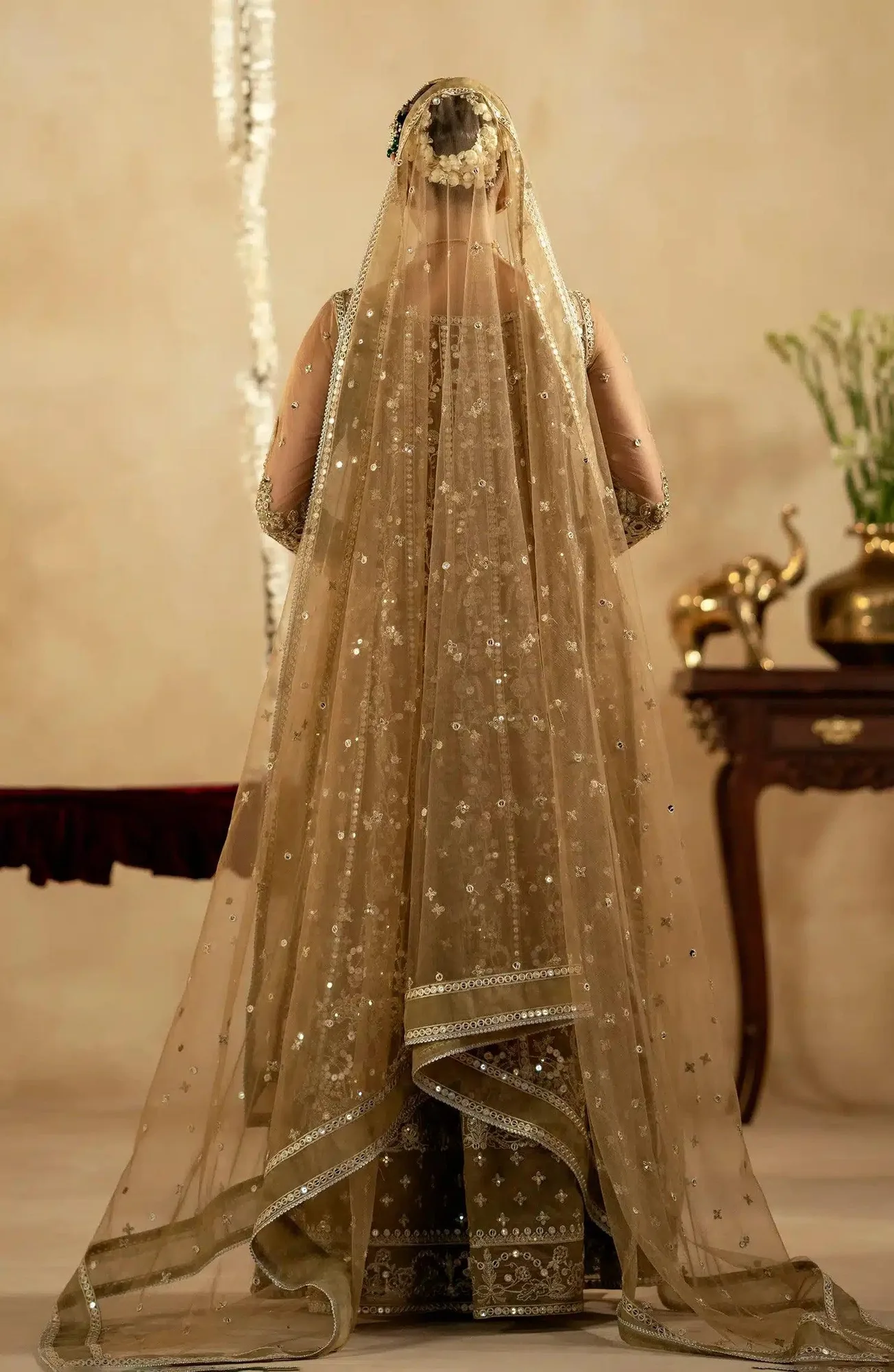 Maryum N Maria Zamani Beghum Formals 23 Beige Organza – view 3 – Poshaq