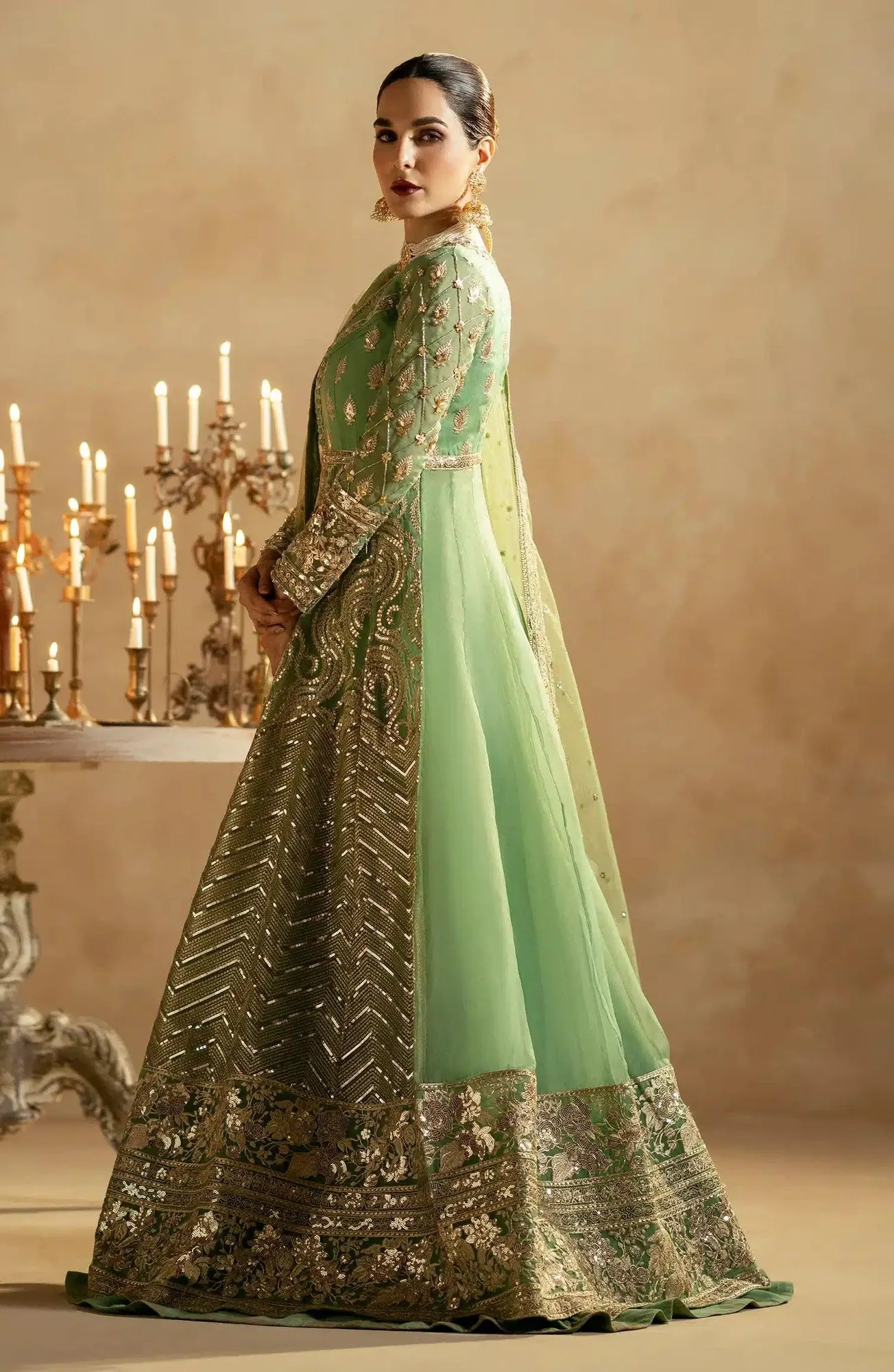 Maryum N Maria Zamani Beghum Formals 23 Green Organza – view 1 – Poshaq