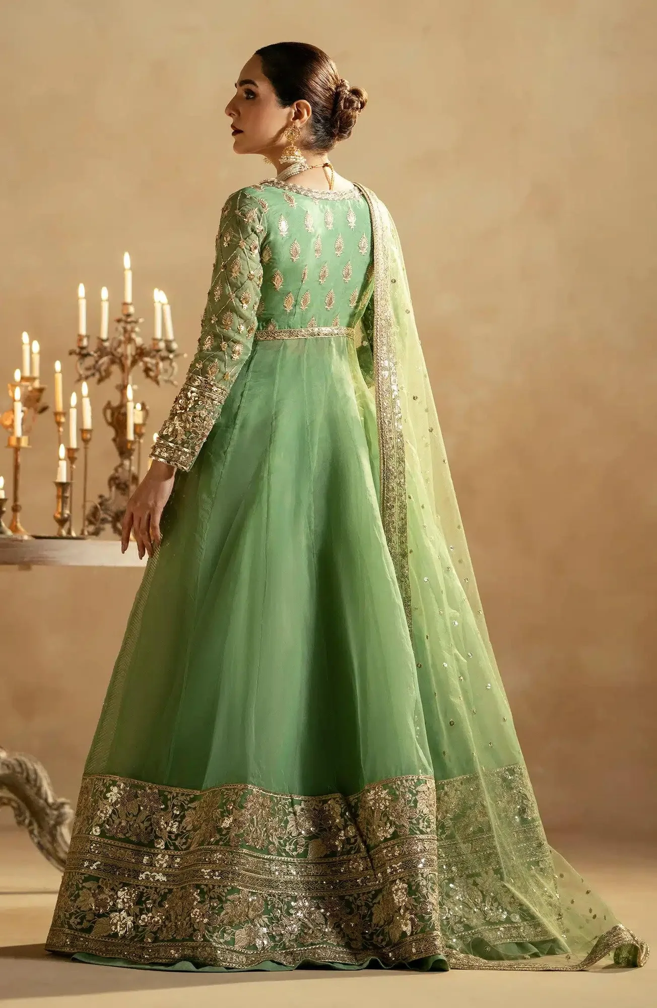 Maryum N Maria Zamani Beghum Formals 23 Green Organza – view 2 – Poshaq
