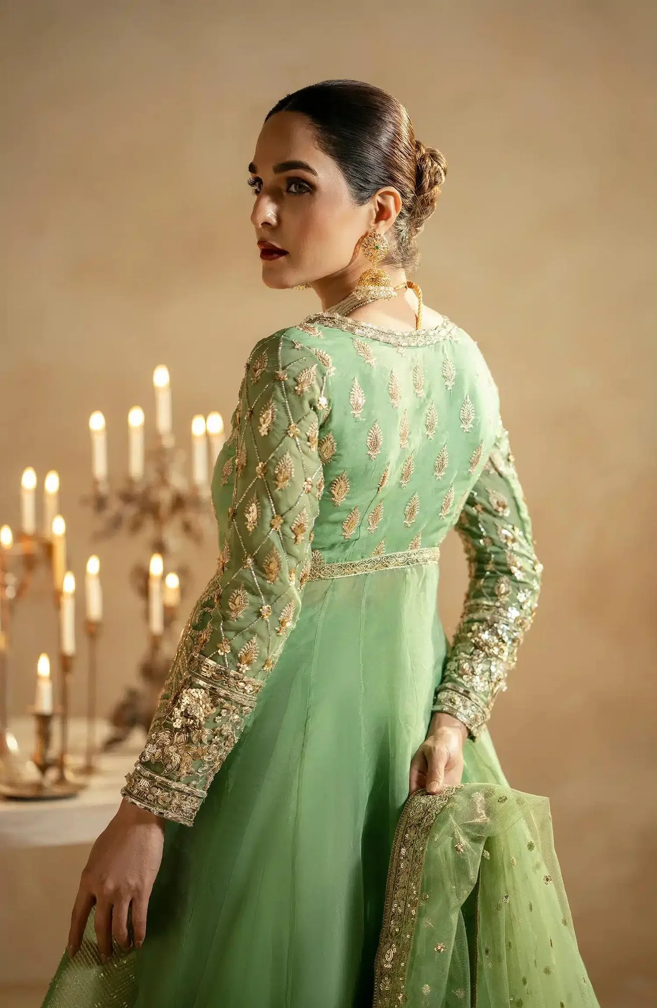 Maryum N Maria Zamani Beghum Formals 23 Green Organza – view 3 – Poshaq