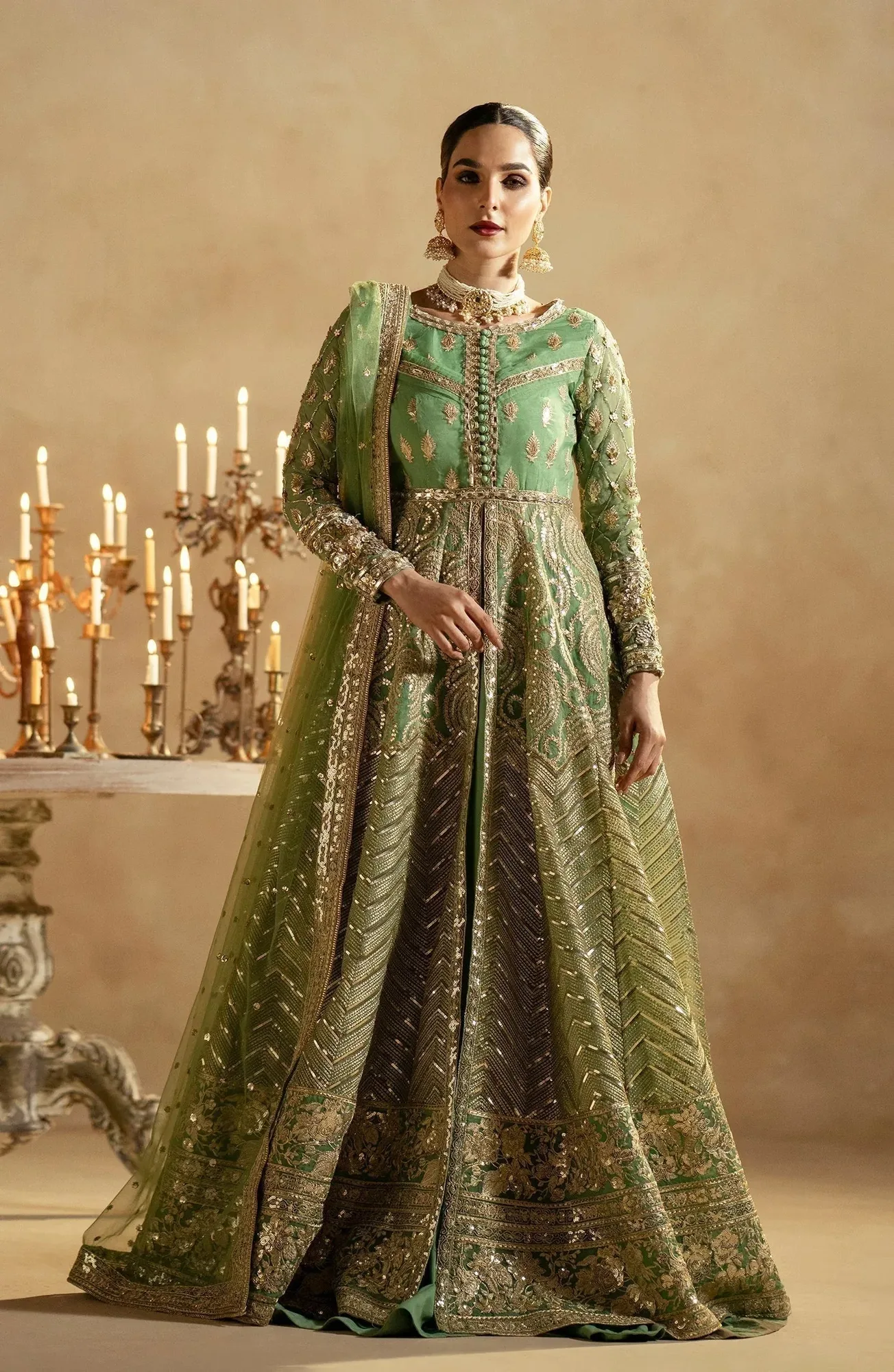 Maryum N Maria Zamani Beghum Formals 23 Green Organza – view 5 – Poshaq