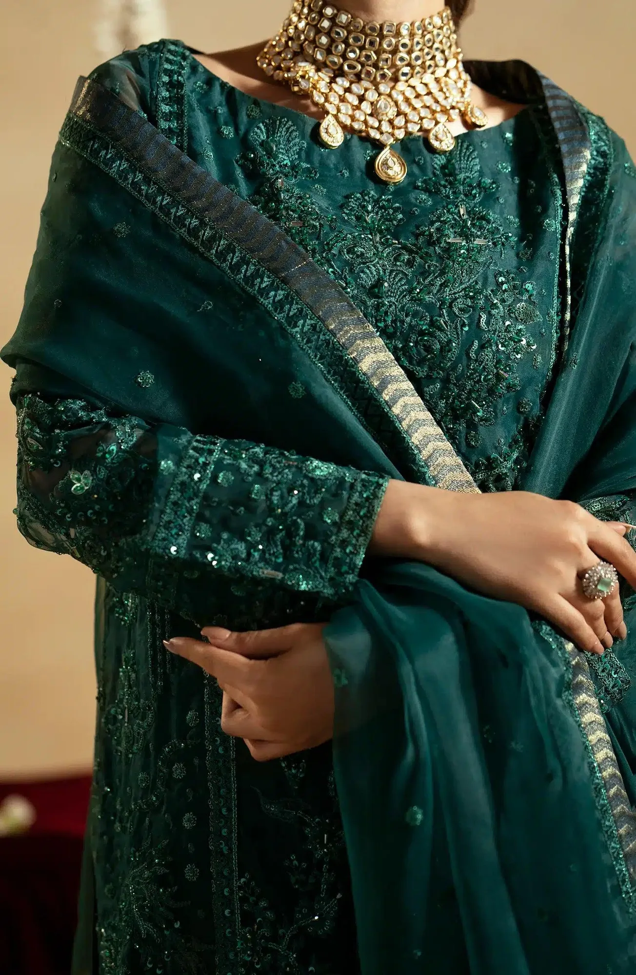 Maryum N Maria Zamani Beghum Formals 23 Green Organza – view 3 – Poshaq