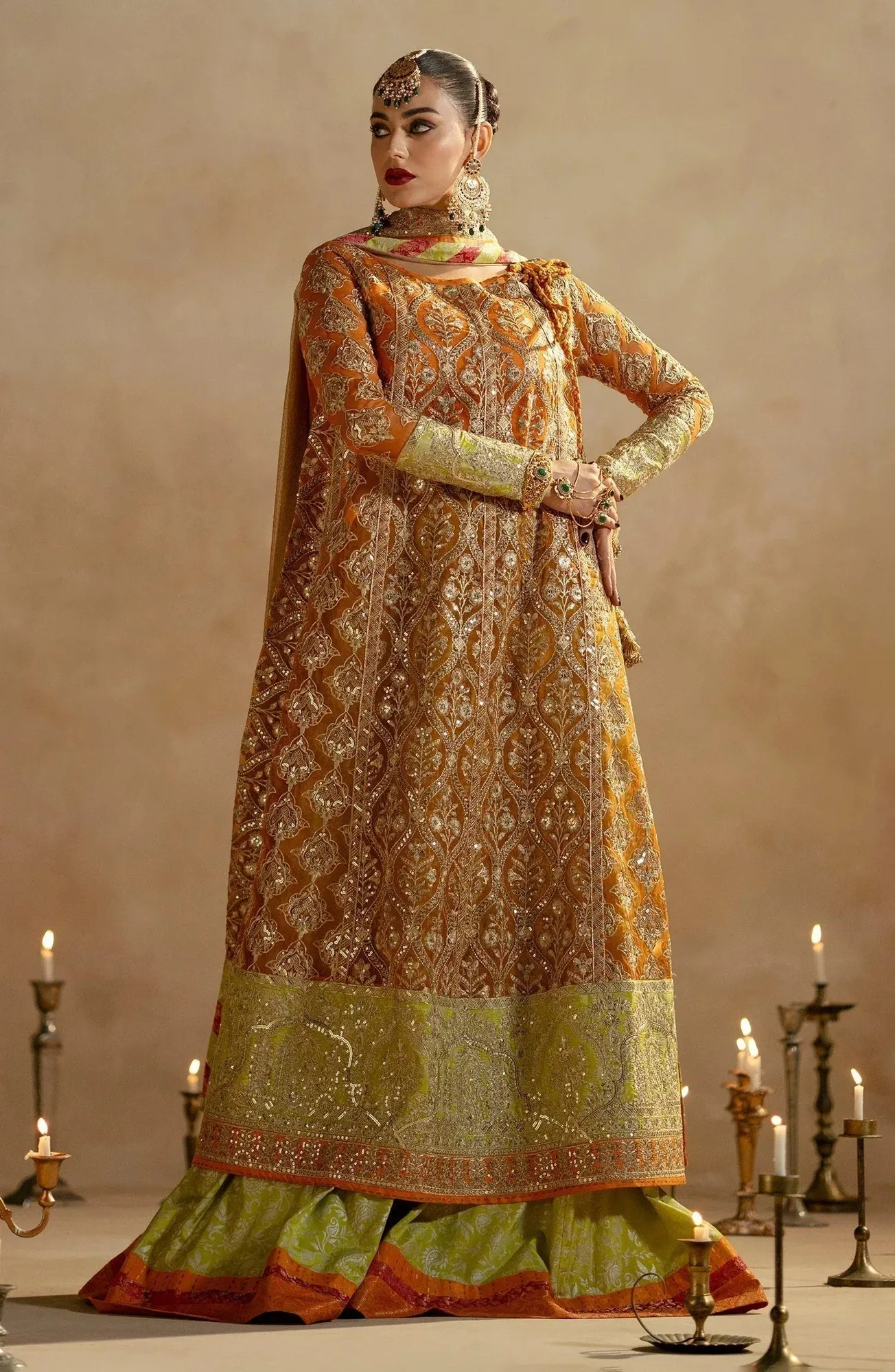 Maryum N Maria Zamani Beghum Formals 23 Orange Organza – view 2 – Poshaq