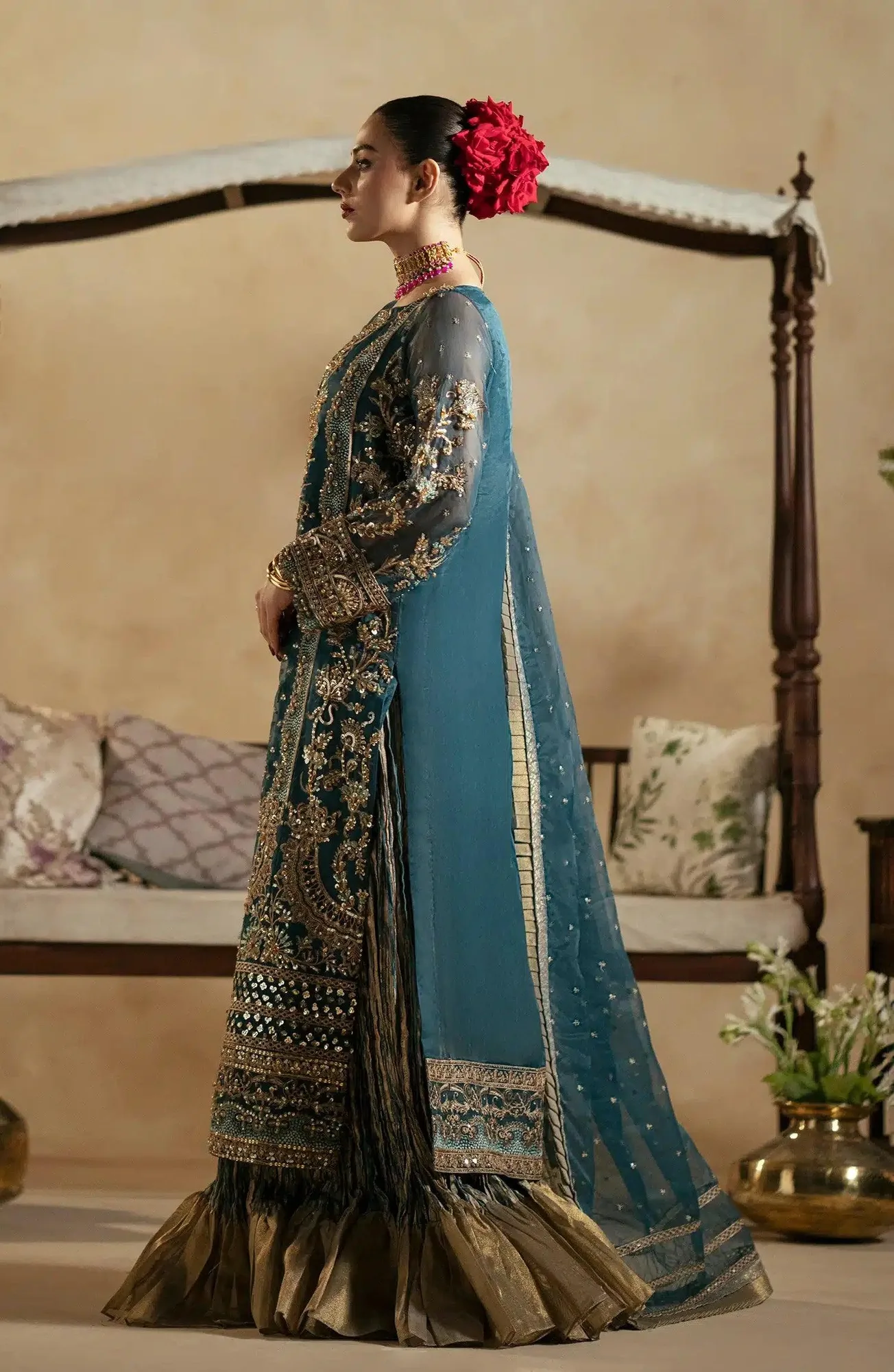 Maryum N Maria Zamani Beghum Formals 23 Teal Organza – view 6 – Poshaq