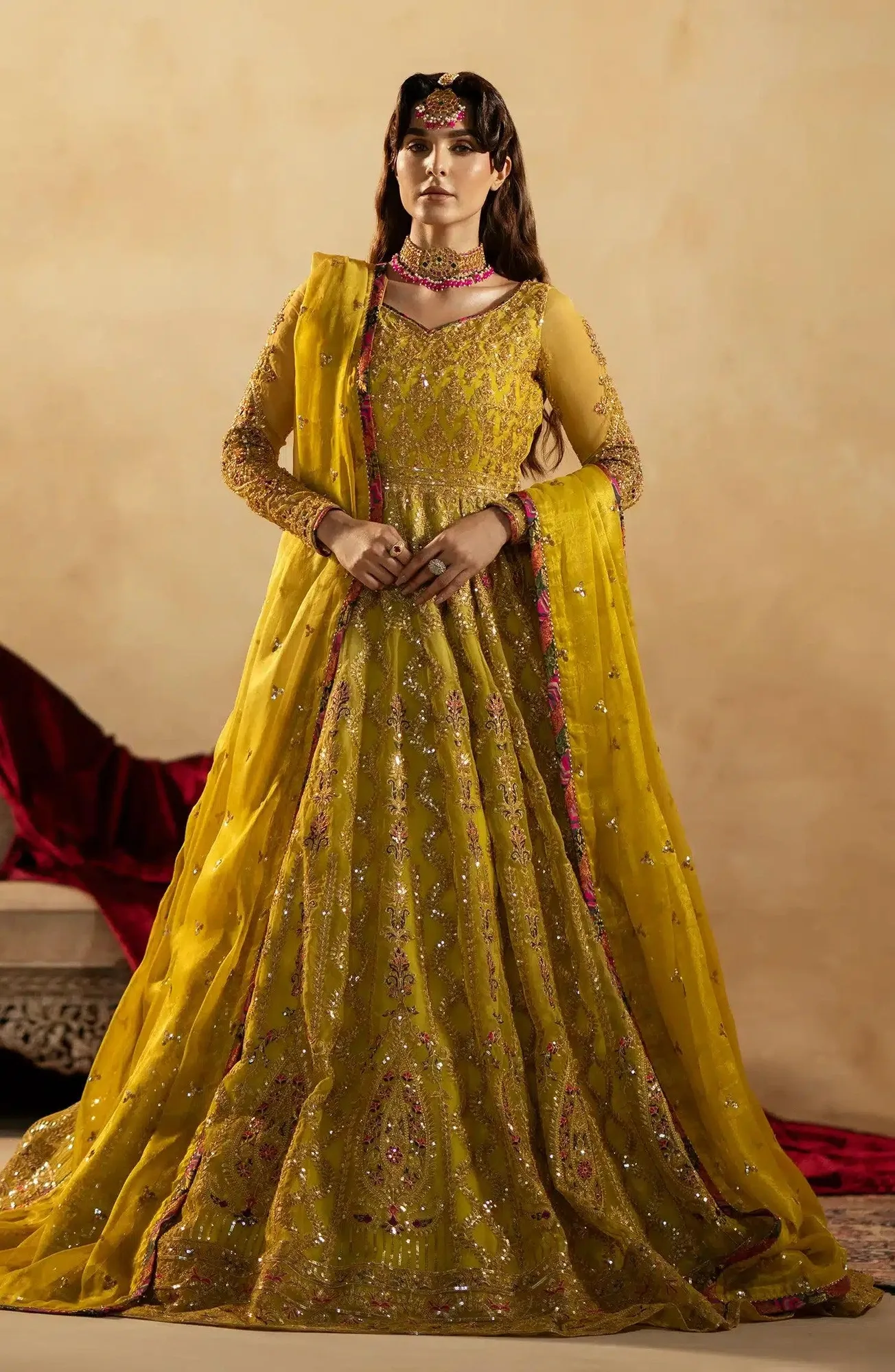Maryum N Maria Zamani Beghum Formals 23 Mustard Organza – view 1 – Poshaq