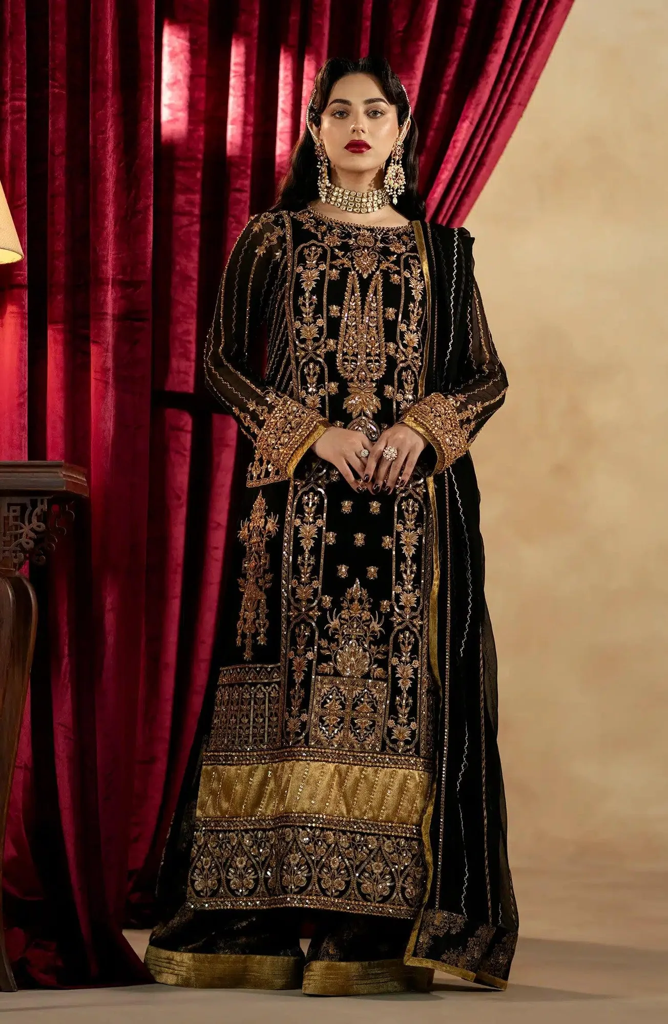 Maryum N Maria Zamani Beghum Formals 23 Black Chiffon – view 1 – Poshaq