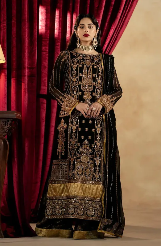 Maryum N Maria Zamani Beghum Formals 23 Black Chiffon – view 1 – Poshaq