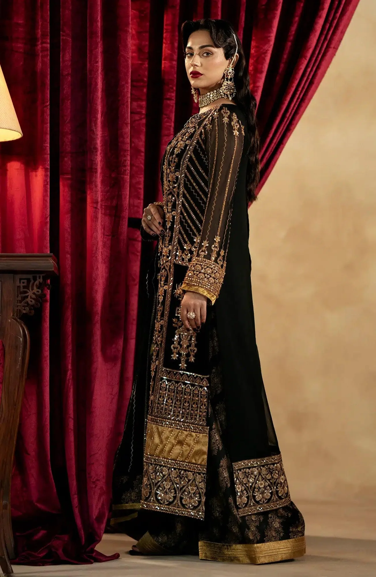 Maryum N Maria Zamani Beghum Formals 23 Black Chiffon – view 2 – Poshaq