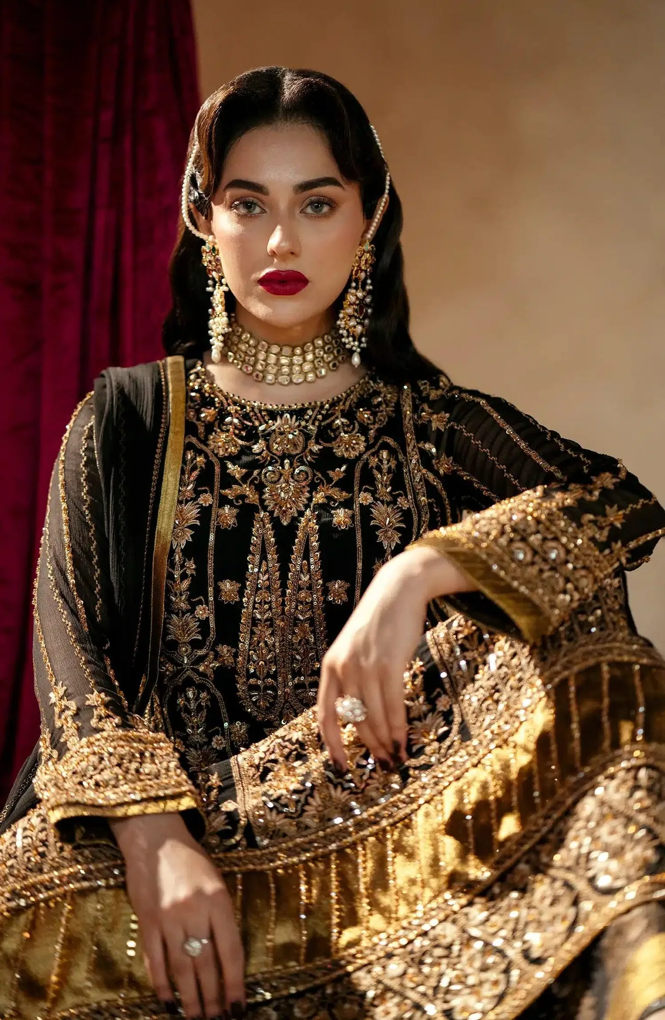 Maryum N Maria Zamani Beghum Formals 23 Black Chiffon – view 5 – Poshaq