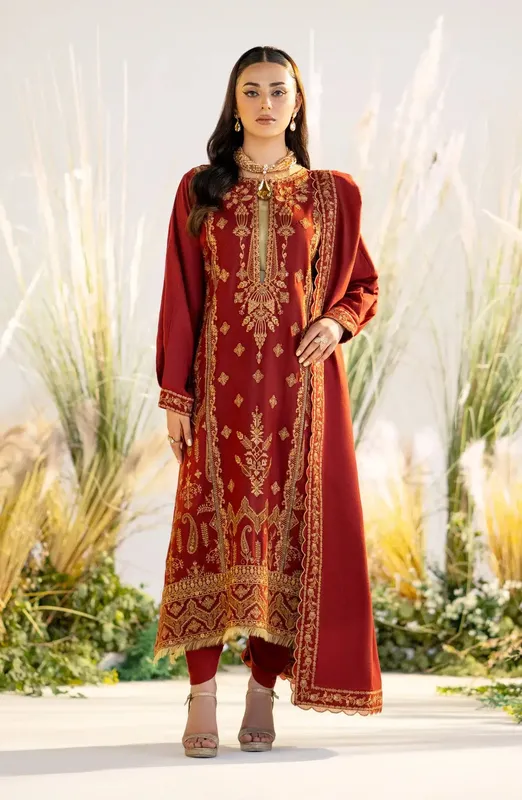 Maryum N Maria Shehr Bano Winter 23 Peach – view 1 – Poshaq