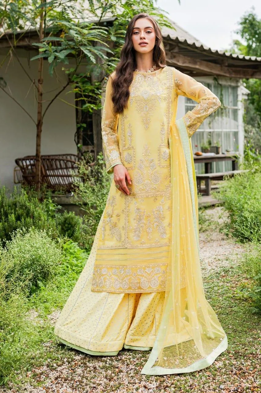 Maryum N Maria Sorina Luxury Chiffon 23 Yellow Organza – view 1 – Poshaq