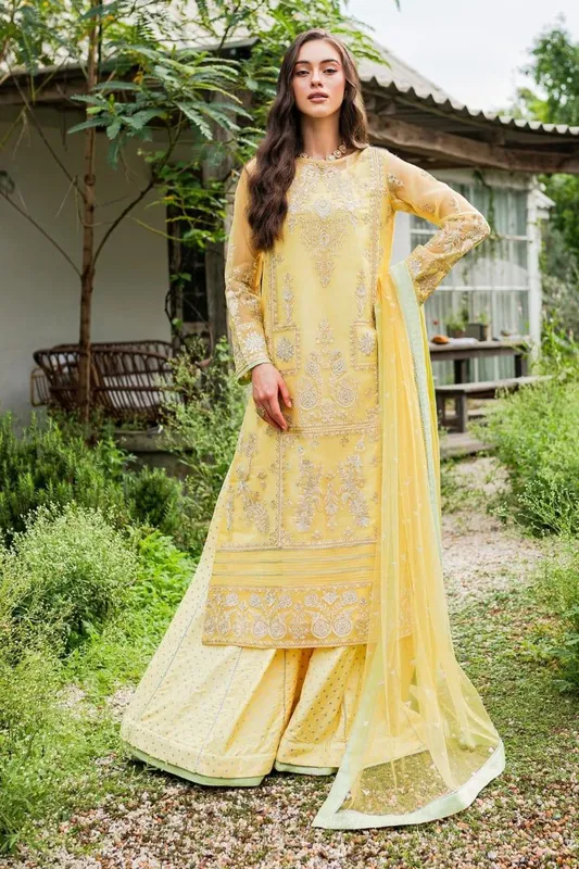 Maryum N Maria Sorina Luxury Chiffon 23 Yellow Organza – view 1 – Poshaq
