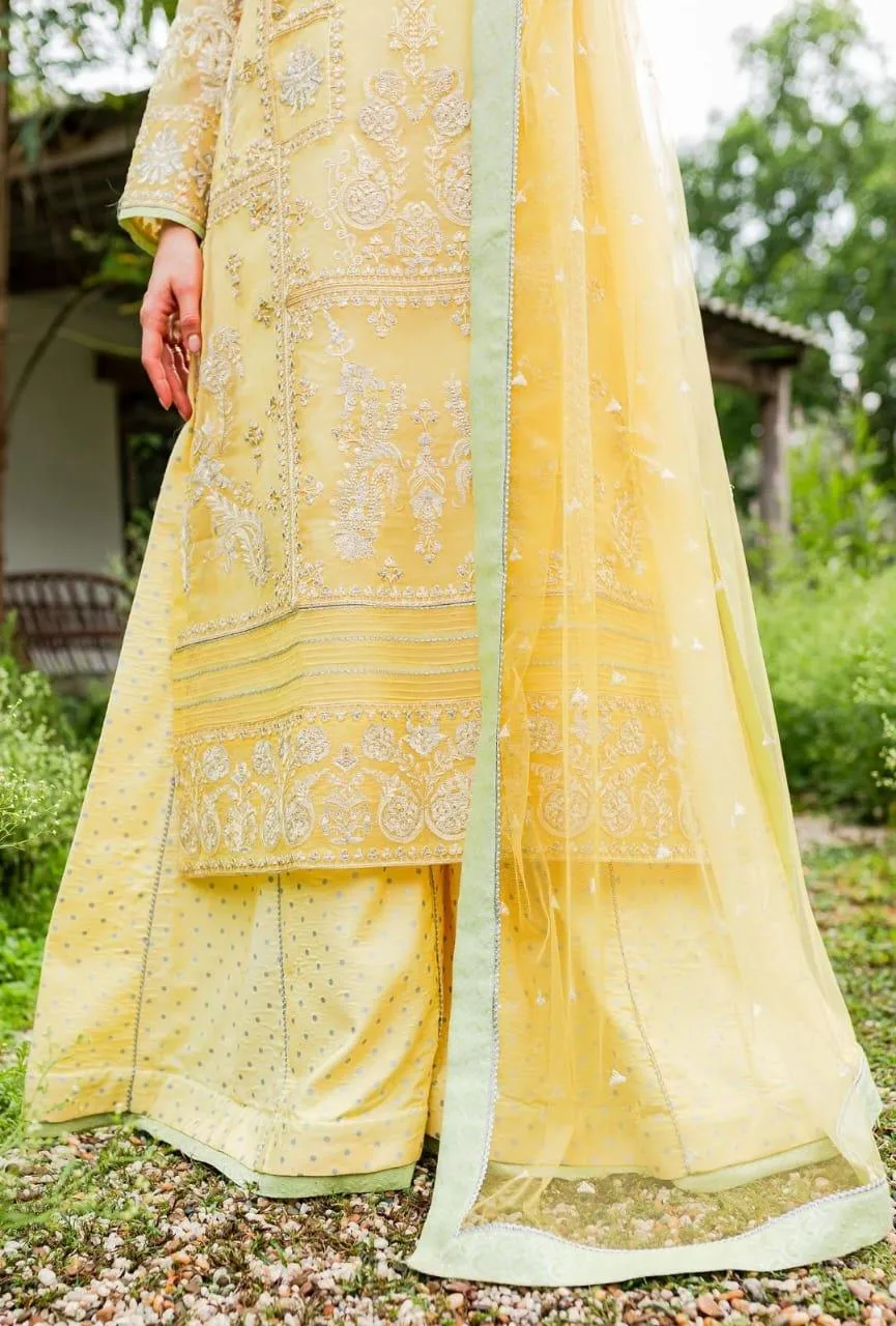 Maryum N Maria Sorina Luxury Chiffon 23 Yellow Organza – view 3 – Poshaq