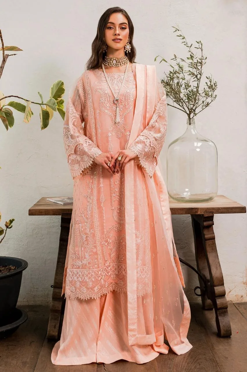 Maryum N Maria Sorina Luxury Chiffon 23 Peach Organza – view 1 – Poshaq