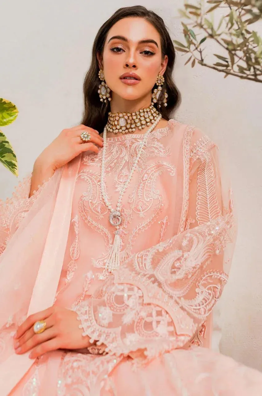 Maryum N Maria Sorina Luxury Chiffon 23 Peach Organza – view 2 – Poshaq