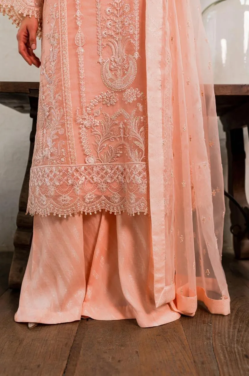 Maryum N Maria Sorina Luxury Chiffon 23 Peach Organza – view 3 – Poshaq