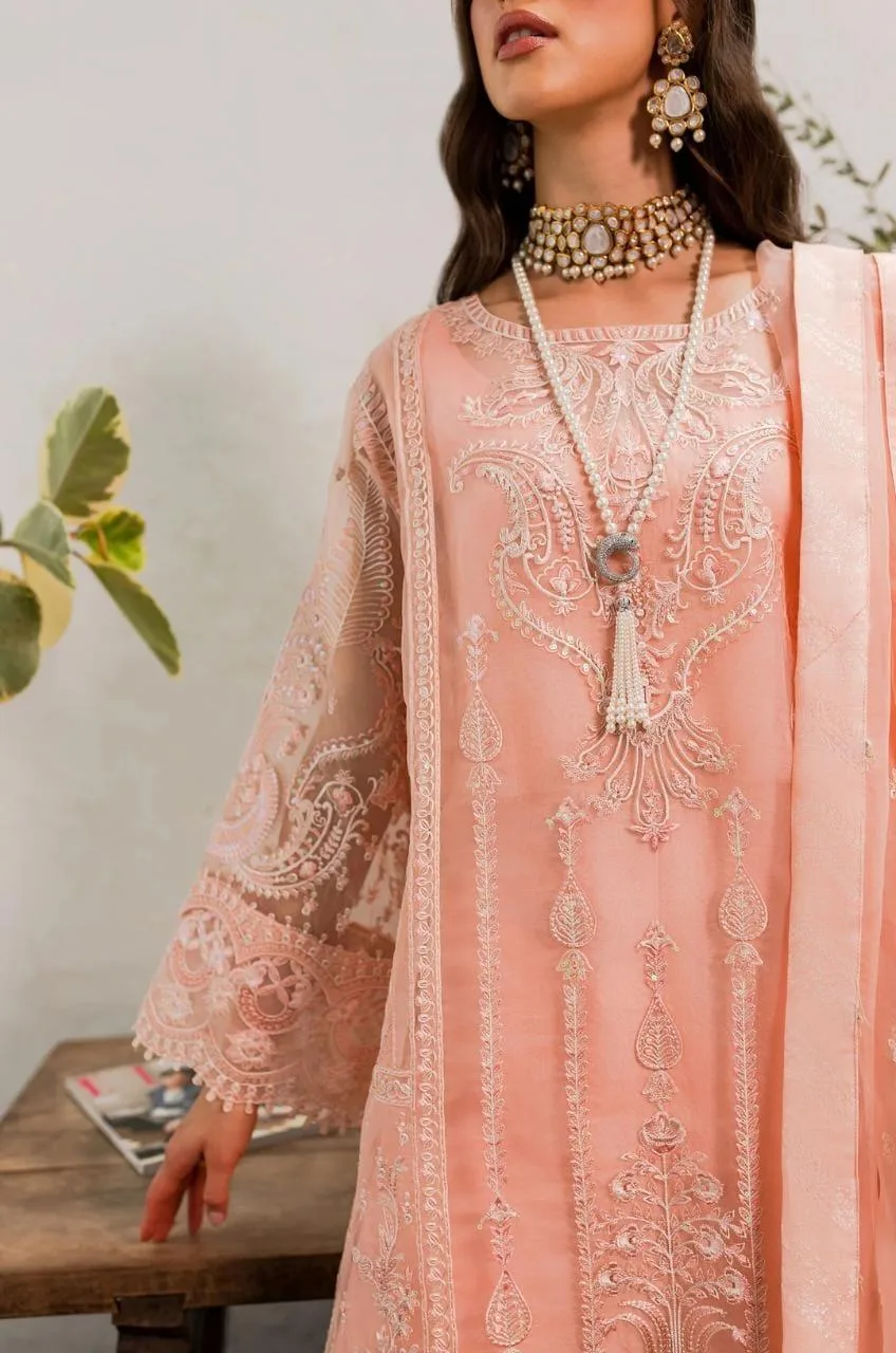 Maryum N Maria Sorina Luxury Chiffon 23 Peach Organza – view 5 – Poshaq
