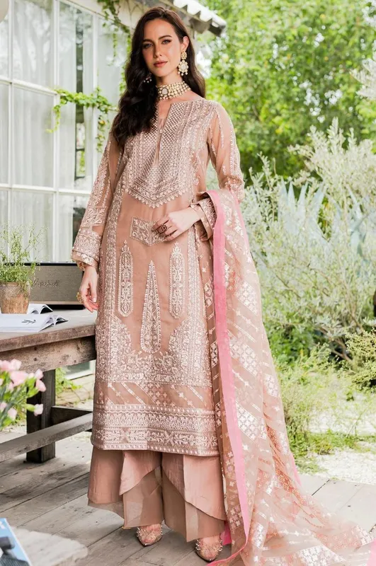 Maryum N Maria Sorina Luxury Chiffon 23 Beige Organza – view 1 – Poshaq