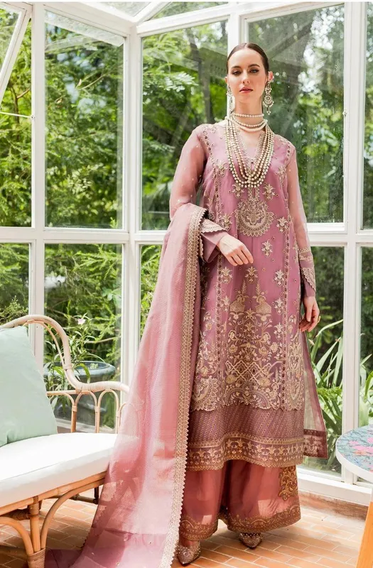 Maryum N Maria Sorina Luxury Chiffon 23 Pink Organza – view 1 – Poshaq