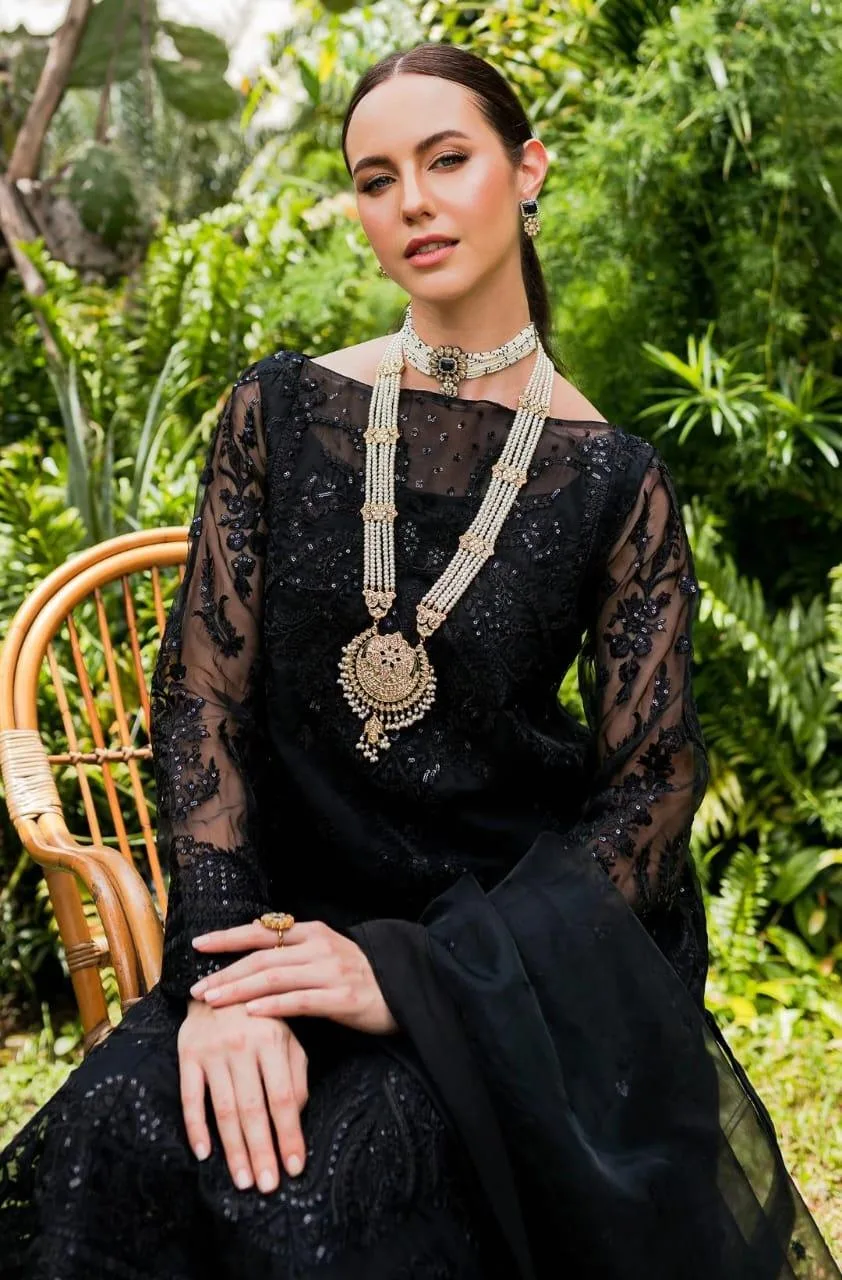 Maryum N Maria Sorina Luxury Chiffon 23 Black Organza – view 2 – Poshaq