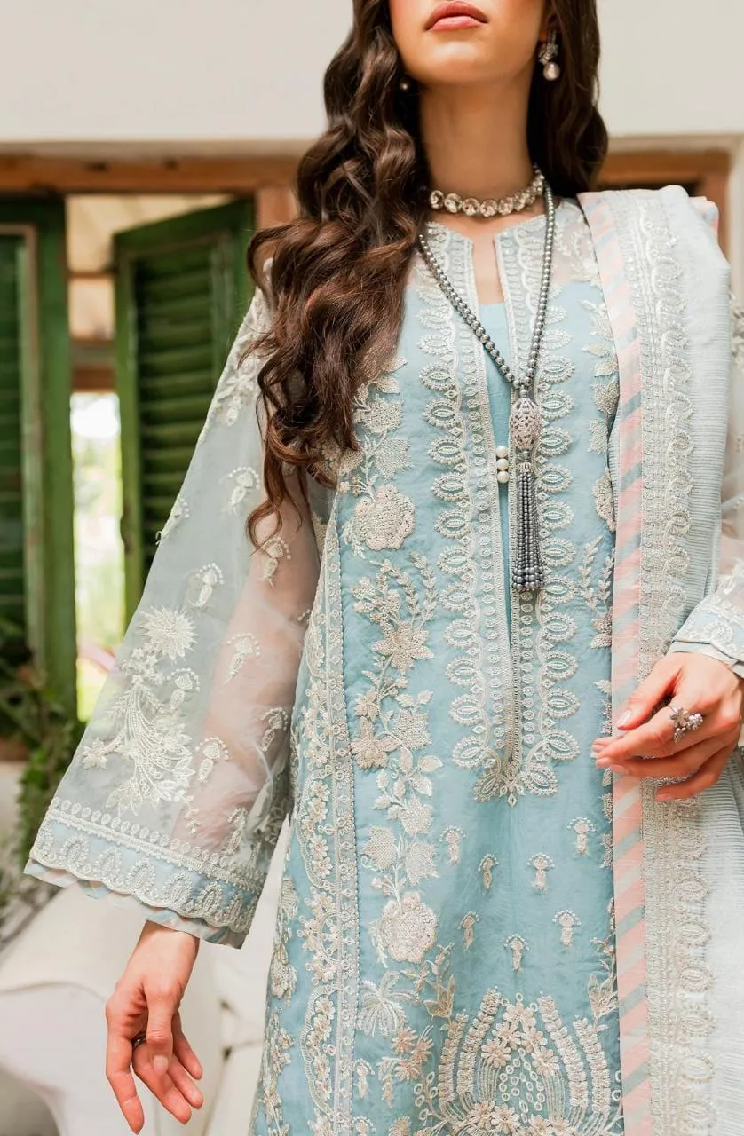 Maryum N Maria Sorina Luxury Chiffon 23 Blue Organza – view 1 – Poshaq