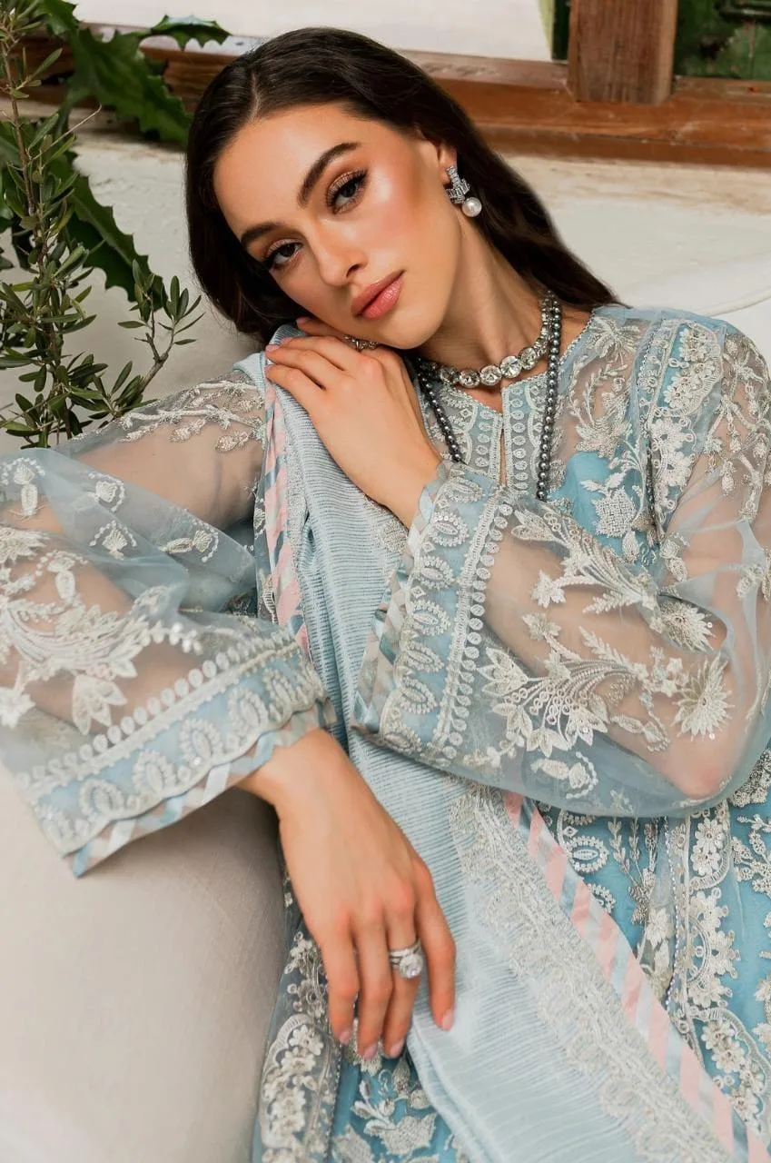 Maryum N Maria Sorina Luxury Chiffon 23 Blue Organza – view 3 – Poshaq